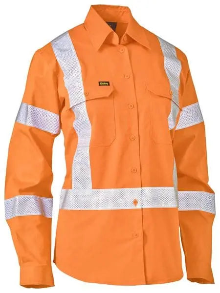 Women's X Taped Biomotion Hi Vis Cool Lightweight Drill Shirt BL6166XT Metro Workwear.